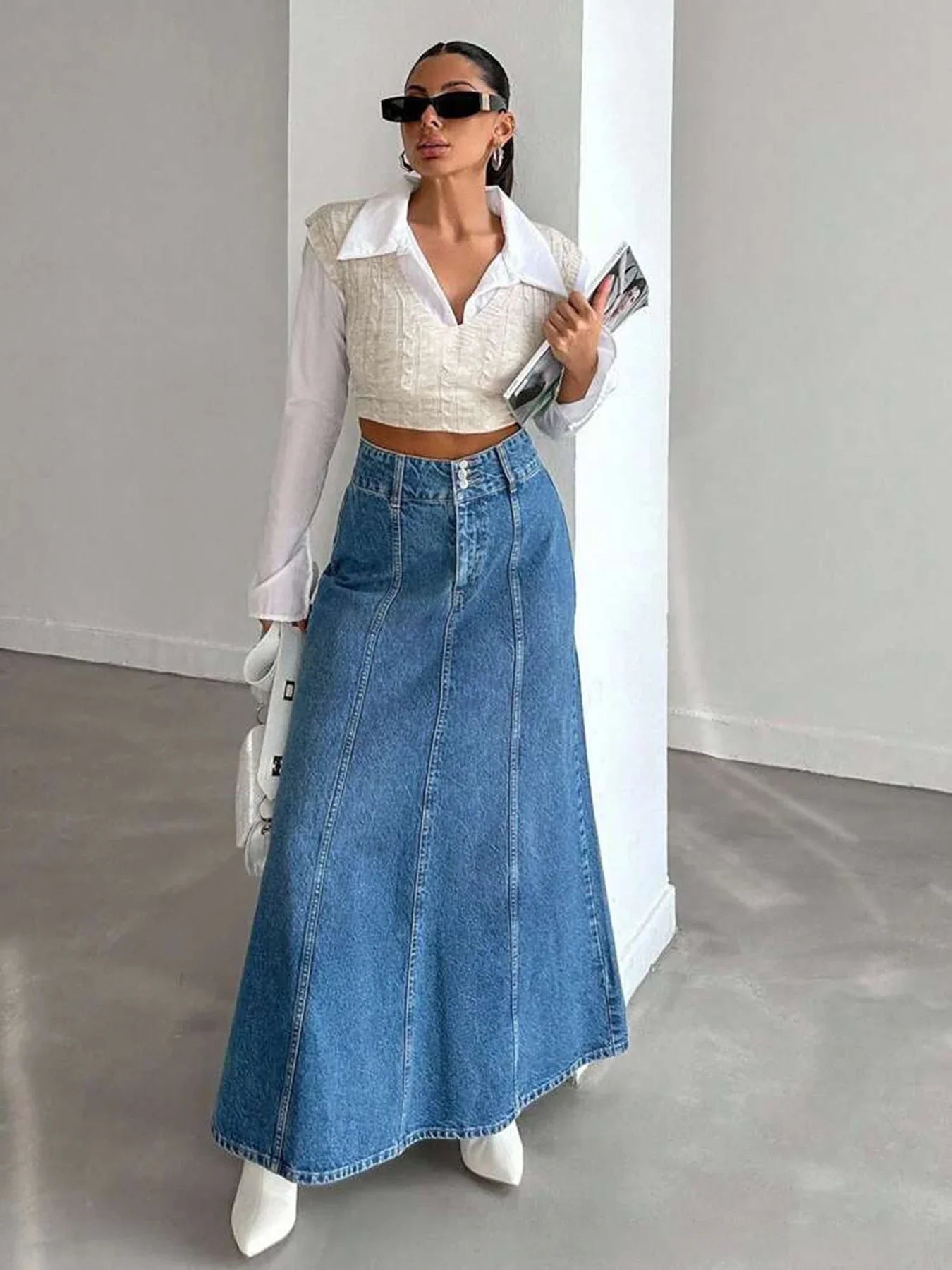Lidia Denim Midi Skirt