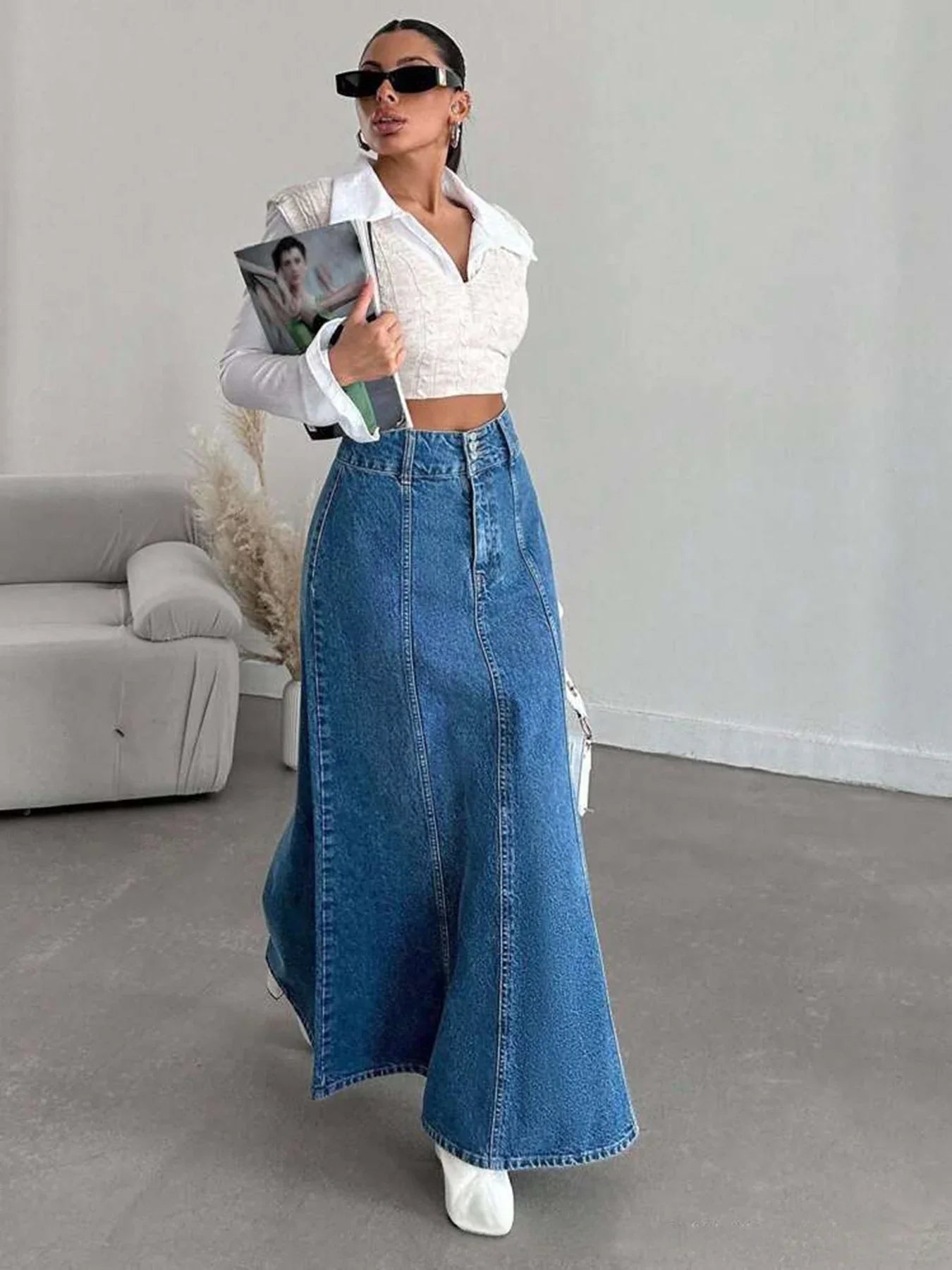 Lidia Denim Midi Skirt